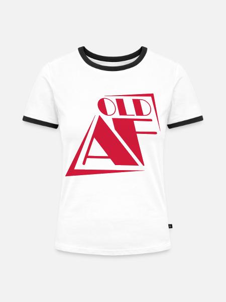 old AF Text Logo - Frauen Kontrast-T-Shirt - Weiß/Schwarz