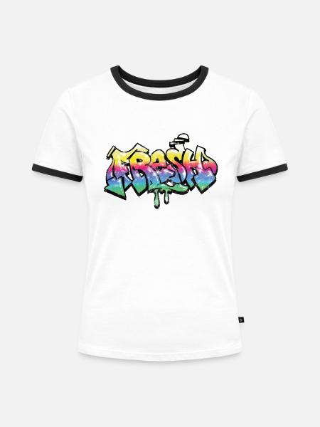 Fresh - Frauen Kontrast-T-Shirt - Weiß/Schwarz
