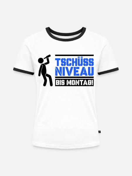 tschüss niveau - Frauen Kontrast-T-Shirt - Weiß/Schwarz