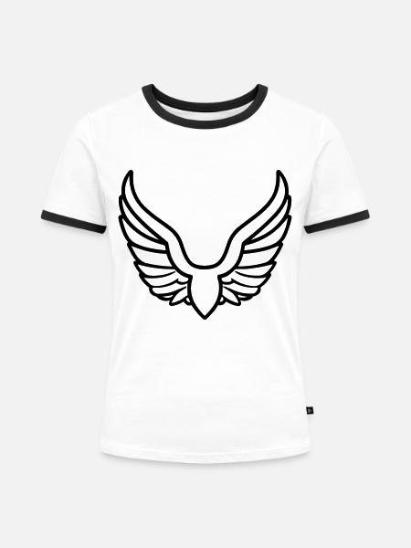 Engelsflügel - Frauen Kontrast-T-Shirt - Weiß/Schwarz