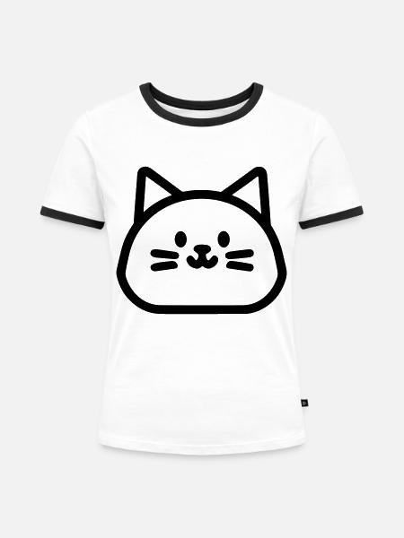 Kätzchen - Frauen Kontrast-T-Shirt - Weiß/Schwarz