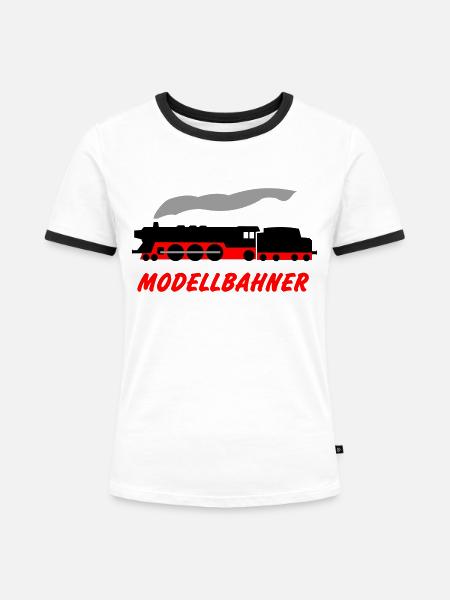 Modellbahner - Frauen Kontrast-T-Shirt - Weiß/Schwarz