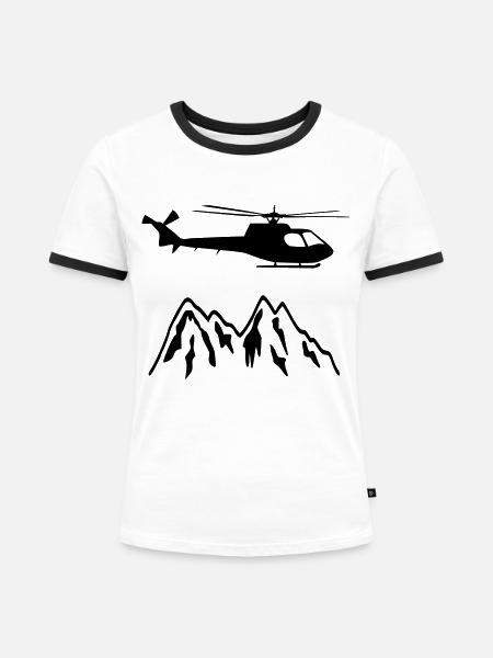 Rettungs Helicopter - Frauen Kontrast-T-Shirt - Weiß/Schwarz