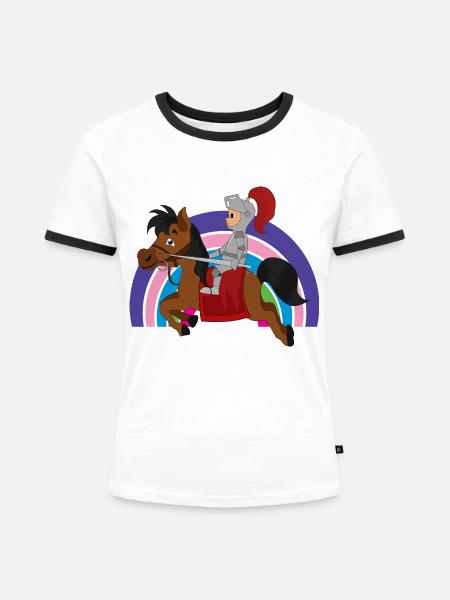 Ritter Knight - Frauen Kontrast-T-Shirt - Weiß/Schwarz