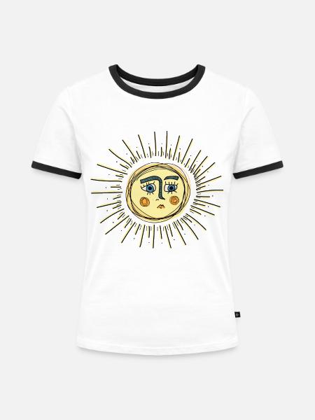 Sad Sun - Frauen Kontrast-T-Shirt - Weiß/Schwarz