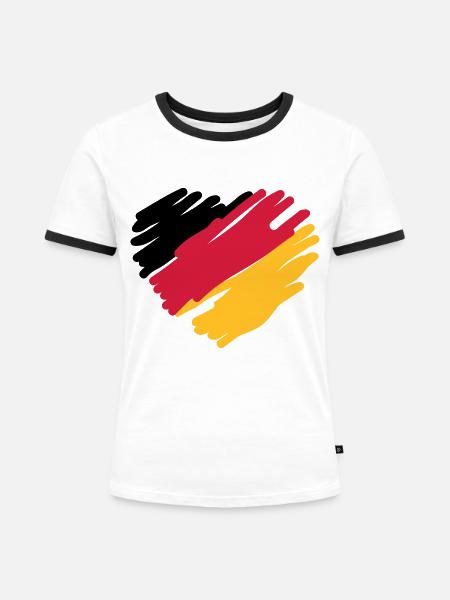 german heart - Frauen Kontrast-T-Shirt - Weiß/Schwarz