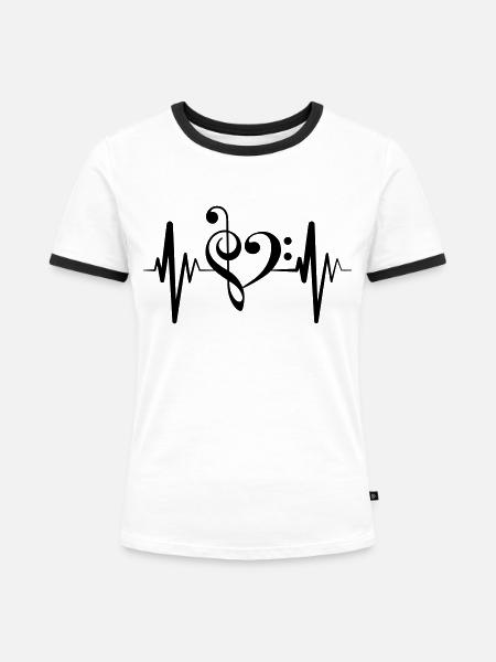 Musik Pulse - Frauen Kontrast-T-Shirt - Weiß/Schwarz
