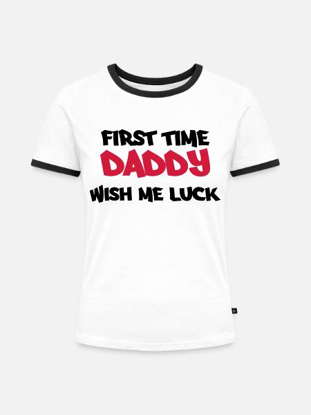 First time Daddy - Frauen Kontrast-T-Shirt - Weiß/Schwarz