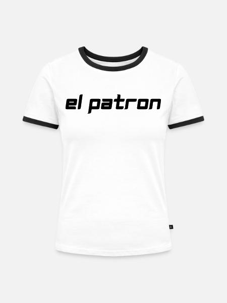 El Patron – Der Chef Look - Frauen Kontrast-T-Shirt - Weiß/Schwarz