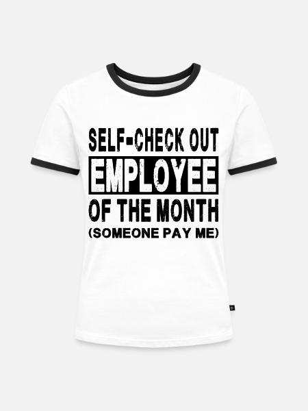 Self-Check-Out - Mitarbeiter des Monats - Frauen Kontrast-T-Shirt - Weiß/Schwarz