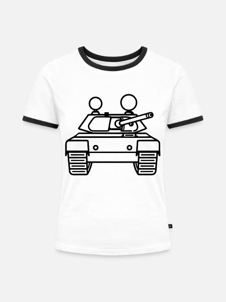 Panzer - Frauen Kontrast-T-Shirt - Weiß/Schwarz