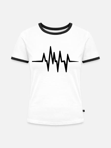 Herzschlag, Puls - Frauen Kontrast-T-Shirt - Weiß/Schwarz
