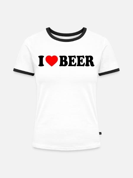 I love beer - Frauen Kontrast-T-Shirt - Weiß/Schwarz