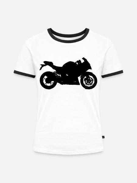 Motorrad Sport - Frauen Kontrast-T-Shirt - Weiß/Schwarz