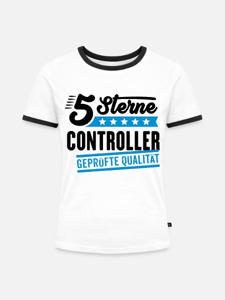 5Sterne Controller - Frauen Kontrast-T-Shirt - Weiß/Schwarz