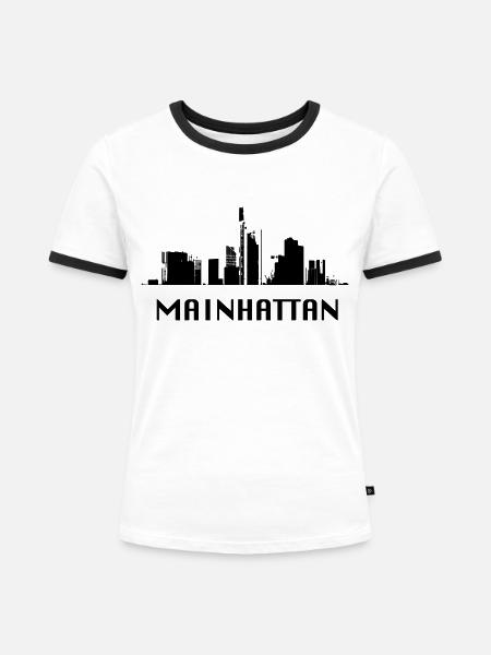 mainhattan ffm - Frauen Kontrast-T-Shirt - Weiß/Schwarz