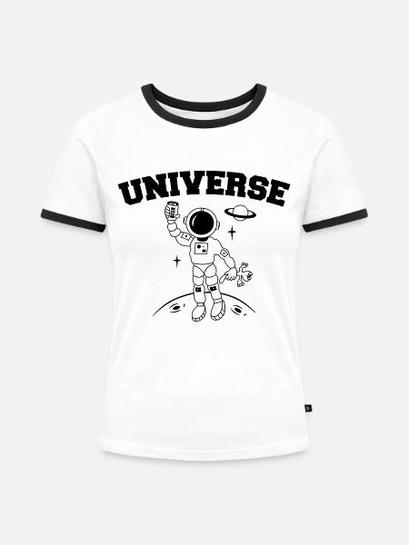 Universe - Frauen Kontrast-T-Shirt - Weiß/Schwarz