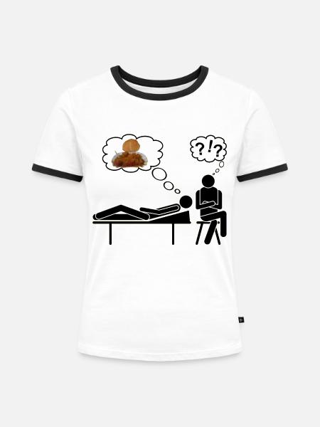 Currywurst therapierbar - Frauen Kontrast-T-Shirt - Weiß/Schwarz
