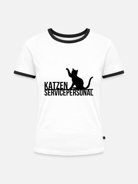 Katzen Servicepersonal - Frauen Kontrast-T-Shirt - Weiß/Schwarz