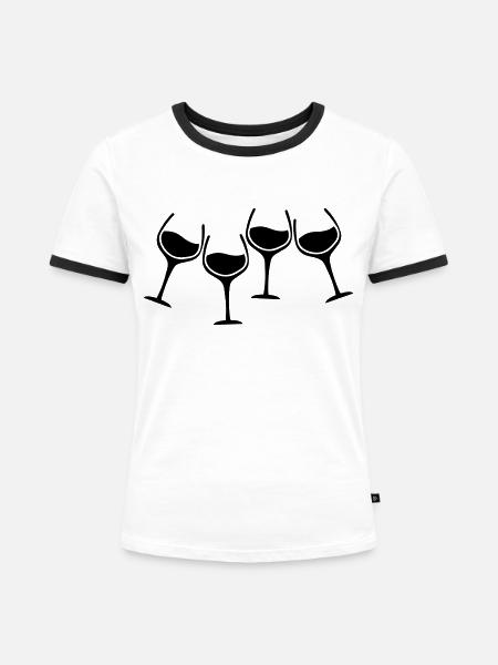 glaeser anstossen - Frauen Kontrast-T-Shirt - Weiß/Schwarz