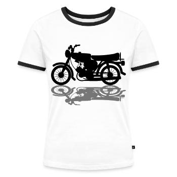 Fahrzeug - Simson - Frauen Kontrast-T-Shirt - Weiß/Schwarz - Vorne - Selfina (174cm)
