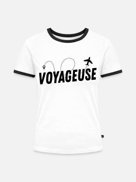 Reisender - Frauen Kontrast-T-Shirt - Weiß/Schwarz