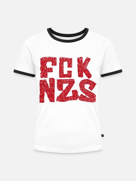 fcknzs red wall - Frauen Kontrast-T-Shirt - Weiß/Schwarz