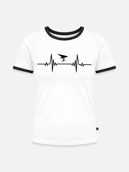 Heartbeat Drachenfliegen - Frauen Kontrast-T-Shirt - Weiß/Schwarz