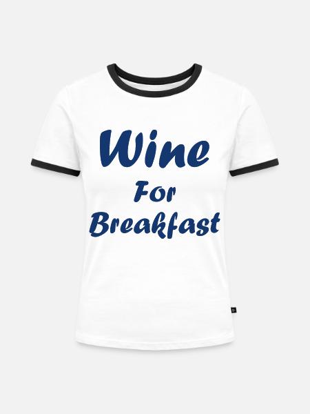 Wein zum Frühstück - Frauen Kontrast-T-Shirt - Weiß/Schwarz