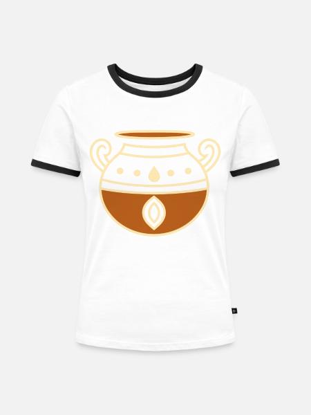 Töpferei - Frauen Kontrast-T-Shirt - Weiß/Schwarz