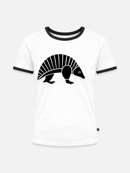 Gürteltier - Frauen Kontrast-T-Shirt - Weiß/Schwarz