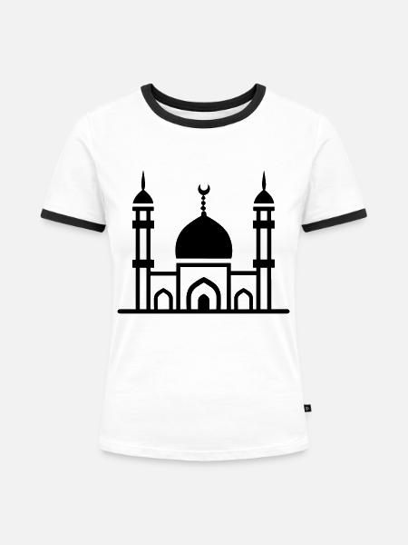 Moschee - Frauen Kontrast-T-Shirt - Weiß/Schwarz