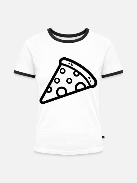 Pizzastück - Frauen Kontrast-T-Shirt - Weiß/Schwarz