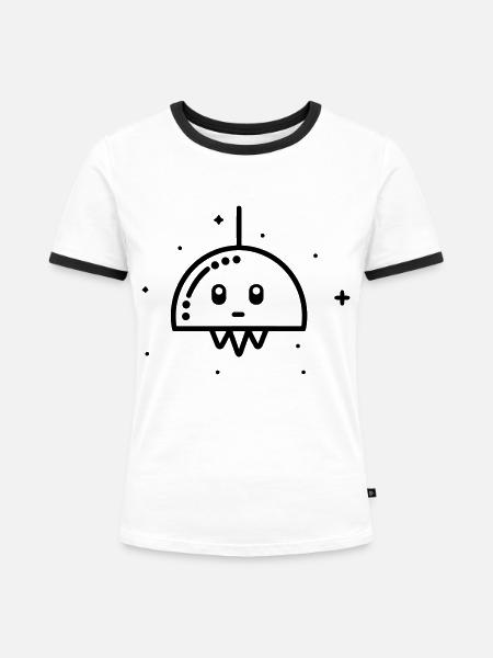 fliegende Untertasse - Frauen Kontrast-T-Shirt - Weiß/Schwarz