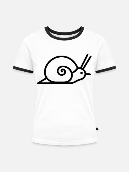 Schnecke - Frauen Kontrast-T-Shirt - Weiß/Schwarz