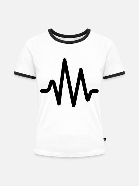 Herzschlag, Puls - Frauen Kontrast-T-Shirt - Weiß/Schwarz