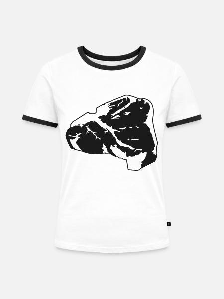 Steak - Frauen Kontrast-T-Shirt - Weiß/Schwarz