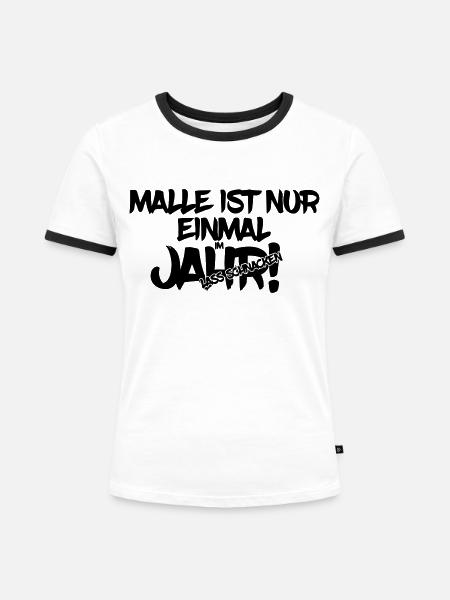 MALLE INEIJ - Frauen Kontrast-T-Shirt - Weiß/Schwarz