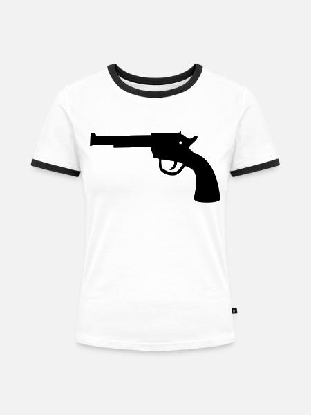 western gun - Frauen Kontrast-T-Shirt - Weiß/Schwarz