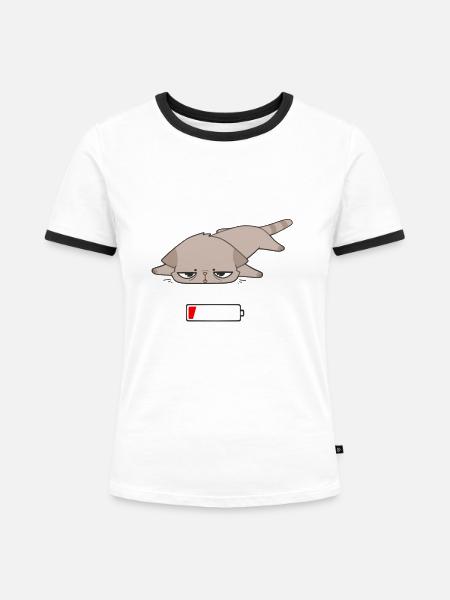 Batterien niedrig - Frauen Kontrast-T-Shirt - Weiß/Schwarz