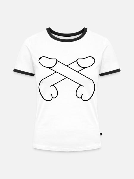 dicks comic xxx - Frauen Kontrast-T-Shirt - Weiß/Schwarz