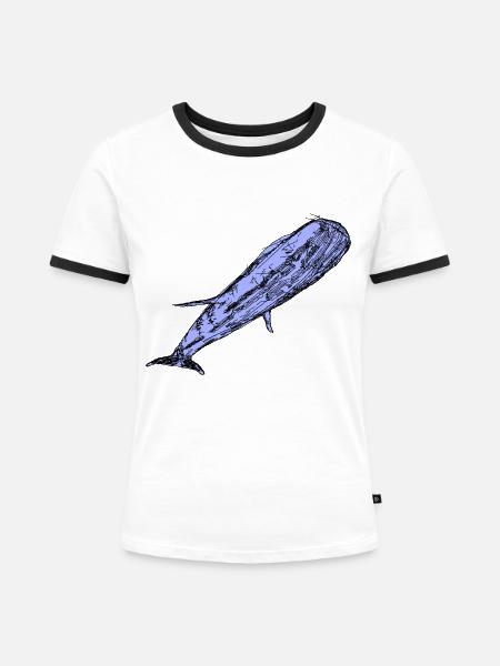 whale - Frauen Kontrast-T-Shirt - Weiß/Schwarz