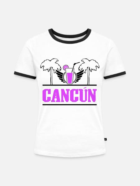 Cancun - Frauen Kontrast-T-Shirt - Weiß/Schwarz