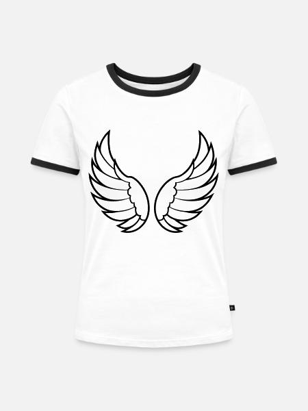 Engelsflügel - Frauen Kontrast-T-Shirt - Weiß/Schwarz