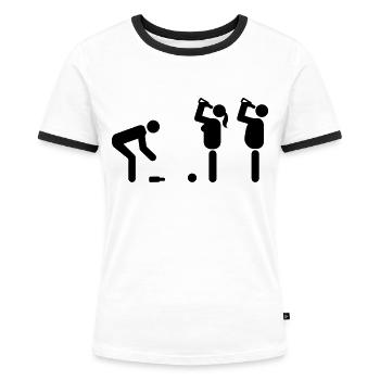 Flunkyball - trinken - Frauen Kontrast-T-Shirt - Weiß/Schwarz - Vorne - Selfina (174cm)