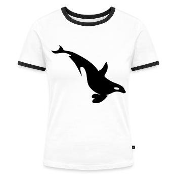 Orca Wal taucht - Frauen Kontrast-T-Shirt - Weiß/Schwarz - Vorne - Selfina (174cm)