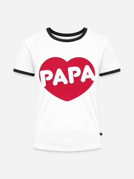 Herz - Papa - Frauen Kontrast-T-Shirt - Weiß/Schwarz