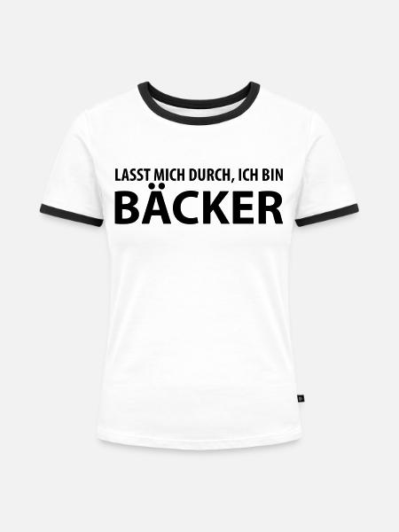 bäcker - Frauen Kontrast-T-Shirt - Weiß/Schwarz