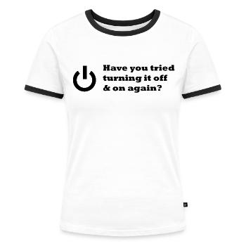 Informatik lustig computer nerd geek - Frauen Kontrast-T-Shirt - Weiß/Schwarz - Vorne - Selfina (174cm)