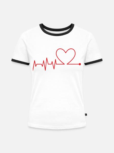 ELEKTROKARDIOGRAMM - Frauen Kontrast-T-Shirt - Weiß/Schwarz